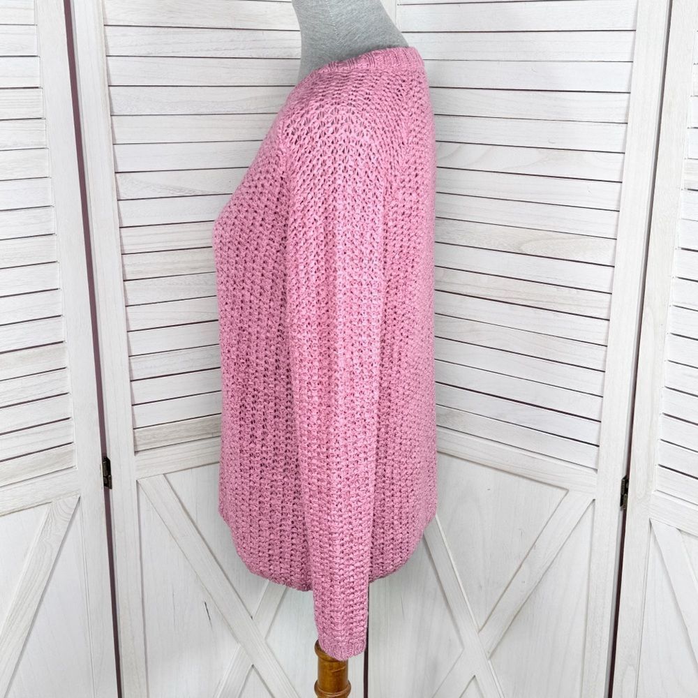 Preswick & Moore Loose Weave V-neck Sweater‎ Rose Pink Small - Picture 2 of 13
